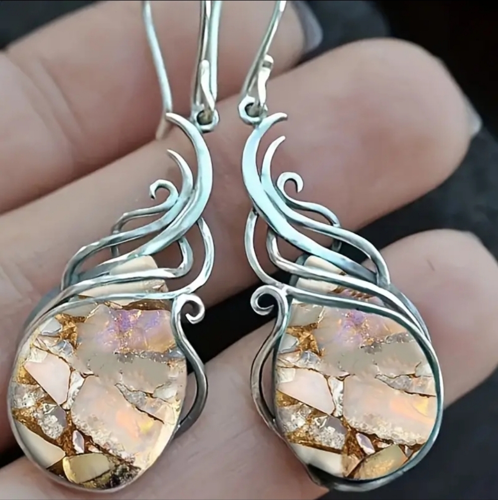 Elegant Silver Drop Earrings - Picture 2 of 4
